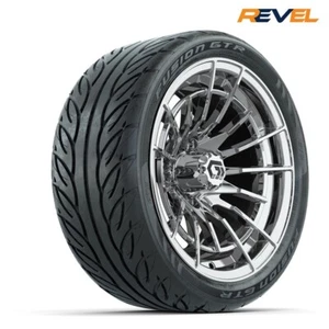 Set of 4, 14" Boost Chrome Golf Cart Wheels on 205/40R14 Fusion GTR Street Tires - Picture 1 of 3