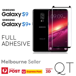 Genuine FULL ADHESIVE GLASS Screen Protector for Samsung Galaxy S9 S9+Black - Picture 1 of 3