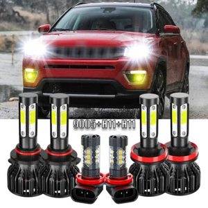For Jeep Compass 2014-2018 - 6PCS LED Headlights Hi/Lo beam+Fog Light Bulbs kit - Picture 1 of 12
