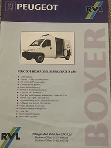 Peugeot Boxer 350L Refrigerated Van Original Car Sales Brochure Frameable - Picture 1 of 1