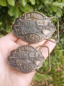 La Mesa CA 75th anniversary belt buckle Lot. His And Hers Vintage 1987, Match #s - Picture 1 of 9