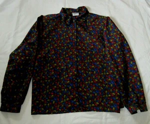 FABLE green BLOUSE with red/navy/ochre design & neck bow-UK Size 14-excellent - Picture 1 of 1