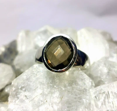 Ring mit Rauchquarz, 925er Silber, Gr. 19,1 - Braun - - Bild 1 von 4