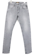 REPLAY Grover Men Jeans W29/L34 Stretch Button-Fly Selvedge Grey Straight Fit