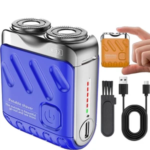 Rasoio da viaggio tascabile doppio anello mini rasoio uomo rasoio barba portatile USB-C - Foto 1 di 26