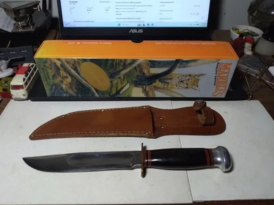 Cuchillo de caza MARBLE'S EE. UU. de colección hoja de 5 7/8 pulgadas IDEAL, funda Foto 1 de 4