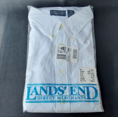 VINTAGE Lands End NOS Mens Button Down SZ.19-38 Big &Tall MADE IN USA - Image 1 of 4