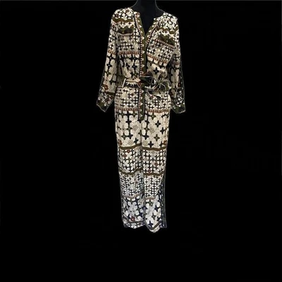 Mono vaquero orgánico estampado Art Deco Cleobella Nadia talla mediana Foto 1 de 4