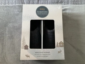 Totes Men's Memory Foam Wool Blend Navy Herringbone Mule Slippers L New Boxed - Picture 1 of 5
