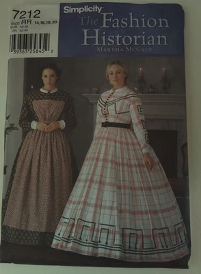 Simplicity 7212 Fashion Historian Martha McCain Dress Size RR 14 16 18 20 UNCUT - Image 1 of 4