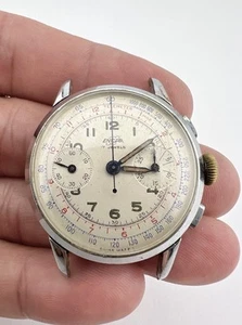 Vintage Enicar 2 Registers Chronograph Venus Valjoux 34mm Men's Wristwatch - Picture 1 of 11