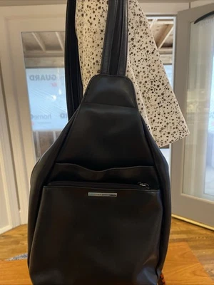 Nine West Black Faux Leather Convertible Sling to Backpack Crossbody Bag - Image 1 of 4