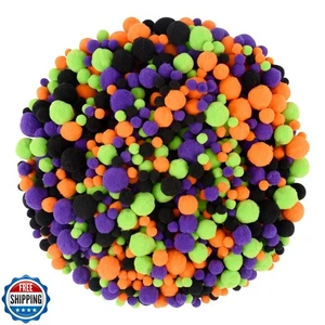 Qumenan 1200 Pieces 4 Sizes Halloween Pom Poms Balls Crafts for DIY Hobby Sup - Picture 1 of 5