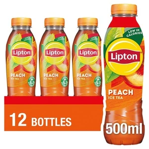 Full Box of 12 x Lipton Peach Ice Tea Bottle PMP 500ml - Picture 1 of 1