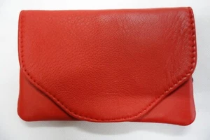 Leather Tobacco Pouch Organizer with Space for Money Cards Paper Lighter Red - Picture 1 of 12