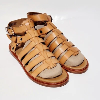 Sandalias planas Frye Andora Gladiador enjauladas cuero marrón tostado hebilla al tobillo Wms 7M Foto 1 de 4
