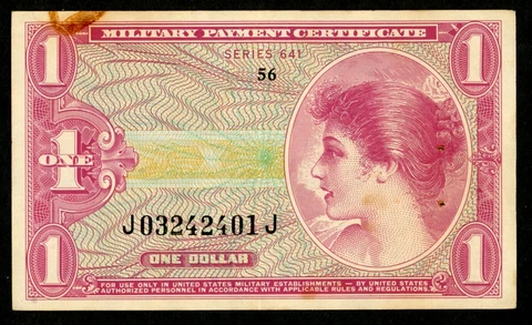 US MPC used in VIETNAM 1 Dollar Series 641 J03242401J (2023-MPC03) Cover