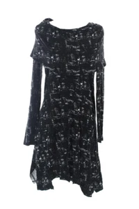 Kensie Black-White Long-Sleeve Cowl-Neck Printed Dress S - Picture 1 of 2