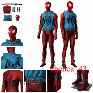 Scarlet Spider-man Jumpsuit Across The Spider-Verse Ben Reilly Cosplay Costumes - Picture 1 of 31