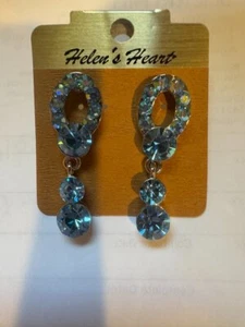 Aqua Blue Pageant Prom Crystal Earrings NWOT SALE! - Picture 1 of 1