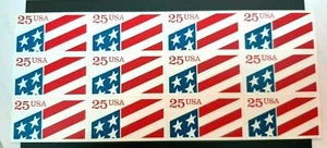 Scott #2475 - 25 cent ATM Self Adhesive Flag Stamp Sheet 1990 Unused - Picture 1 of 1