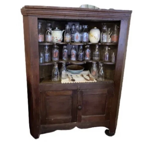 Antique 18th C. Early American Primitive  Corner Cupboard China Cabinet Cover