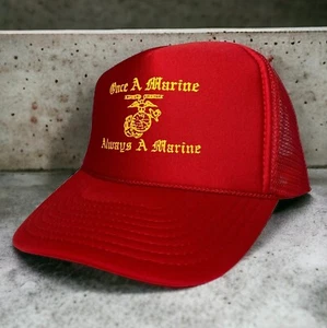 Vintage USMC Once a Marine Always a Marine Foam Mesh Trucker Snapback Hat Cap - Picture 1 of 8