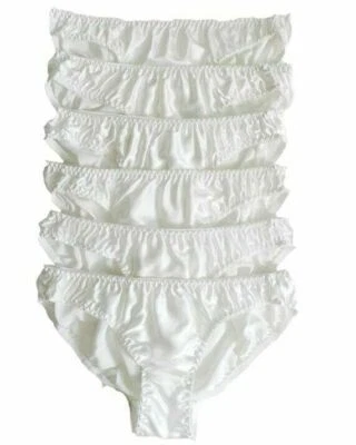 New 6pcs Women's 100% Silk Bikinis Panties S M L XL (W26"-38") white - Image 1 of 4