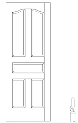 Paneles elevados superiores cejas lisos imprimados de 5 paneles puertas de núcleo sólido #5EC Foto 1 de 4