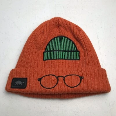 Gorro de piel de tortuga para niños con puños 100 % acrílico anteojos sombrero de invierno naranja Foto 1 de 4