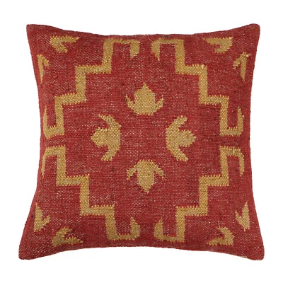 Rustic Home Decor Shams Wool Jute Cushion Cover 18x18 Chair Kilim Pillowcase - Image 1 of 4