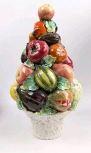 Centro de mesa italiano de cerámica para compota de frutas y verduras esculpido a mano pintado - Imagen 1 de 8