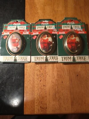Lote De Colección 1991 Coca-Cola Trim A Tree Colección Metal Lata Santa Claus Ornamento Foto 1 de 4
