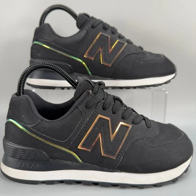 Zapatillas informales New Balance 574 para mujer 6 B negras iridiscentes bajas con cordones zapatos para papá Foto 1 de 4