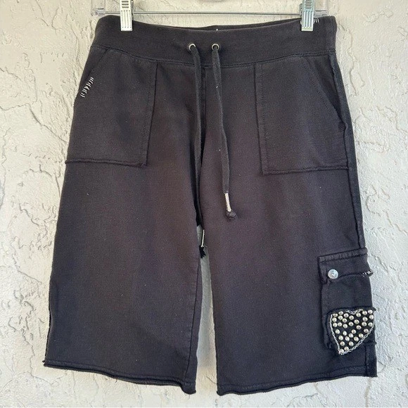 ВИТЫЕ СЕРДЦА шорты женщин маленький грузовой с заклепками Y2K богемное сердце карман - Изображение 1 из 4