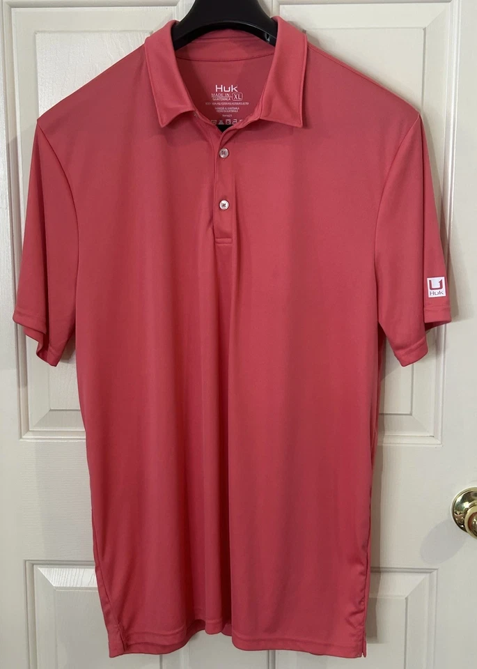Polo masculino Huk rosa performance tamanho XL - Imagem 1 de 4
