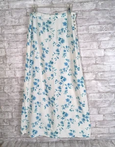 Maxi Falda Floral Corte Suelta Para Mujer Grande Blanca Azul Cottagecore Clásica Modesta - Imagen 1 de 11