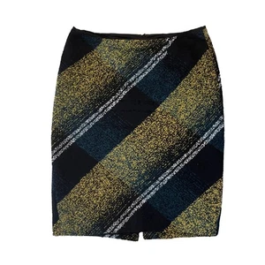 Classiques Entier Black/Green/Yellow Wool Blend Nubby Tweed Pencil Skirt SIZE 10 - Picture 1 of 8