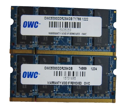 RAM para computadora portátil genuina de 8 GB (2x 4 GB) OWC5300DDR2S4 GB DDR2-667 MHz Foto 1 de 2