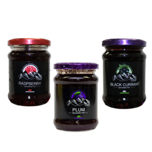 3 Variety Bundle - Pure Black Currant Jam & Raspberry Jam & Plum Jam - 11.3 oz