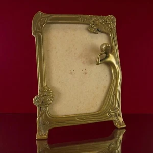 BRASS ART NOUVEAU PHOTO FRAME FREE STANDING ORNATE 8.5" X 6.5" - Imagen 1 de 14