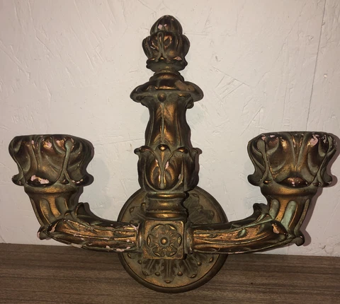 ANTIQUE ORNATE HEAVY WALL LIGHT FIXTURE SCONCE LAMP Art Nouveau Cover