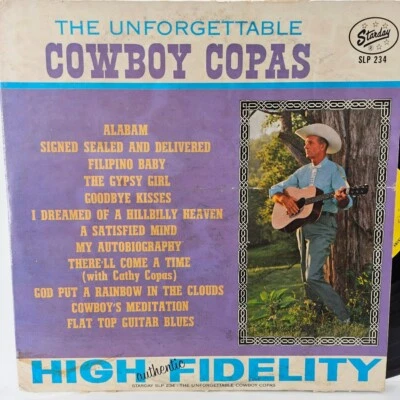 Cowboy Copas The Unforgettable Album Vinyl 33 Starday Records Authentic SLP-234 - Image 1 of 4