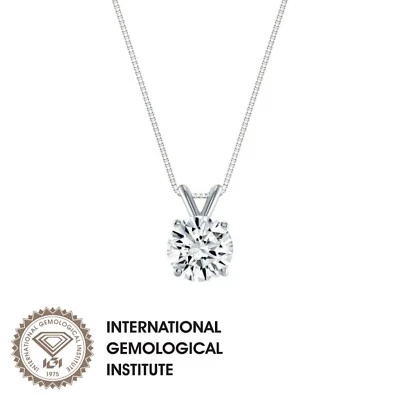 Collar de 1 quilate de diamantes cultivados creado en laboratorio con certificación IGI F/VS de oro blanco de 14 quilates de 18" Foto 1 de 4