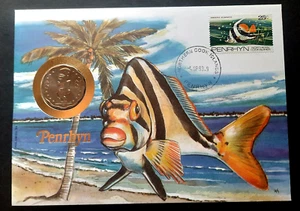 Penrhyn (Northern Cook Is) "SEA SHORE ~ COCONUT TREE ~ FISH" Coin Cover PNC 1993 - Picture 1 of 13