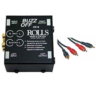 Rolls HE18 Buzz Off 2-Channel Hum and Buzz Remover w/ RCA Male Cable - Image 1 of 3
