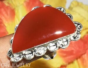 Carnelian Gemstone Ring 925 Sterling Silver Plated Us Size 7.5" R012-C153