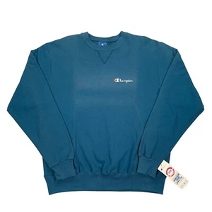 Vintage 90s Champion Blue Embroidered Script Logo Sweatshirt Sz 2XL Made In USA - Picture 1 of 4