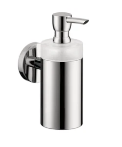 Hansgrohe Wall-Mounted Soap Dispenser with Frosted Glass Tumbler - Chrome - Picture 1 of 1