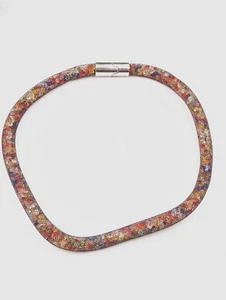 Necklace 42cm Chain Crystal Rhinestones Colourful 3D-Netzcollier Band K037 - Picture 1 of 9